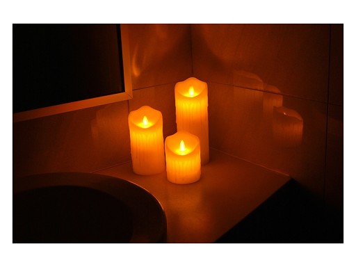 LTC sviečka, vosková LED 7,5*15 cm, biela.