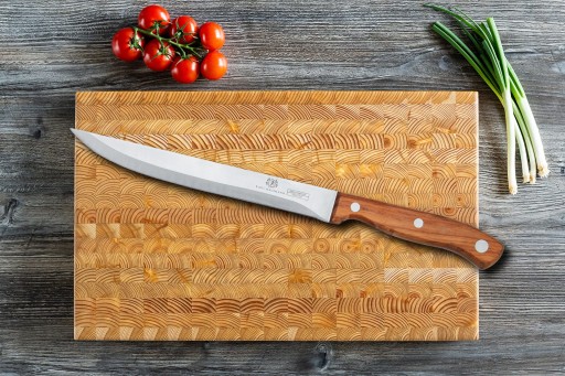 DOMÁCI GASTRONOMICKÝ NÔŽ DLHÝ NA SEKANIE ZELENINY A BYLINKOV OSTRÝ S BRDOU 21cm