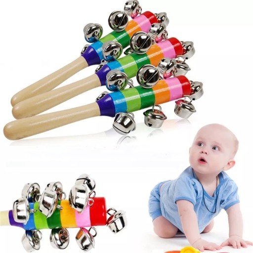 DREVENÉ ZVONČKY PRE DETI JANCZARY 10 zvončekov MARACAS HRKALKA