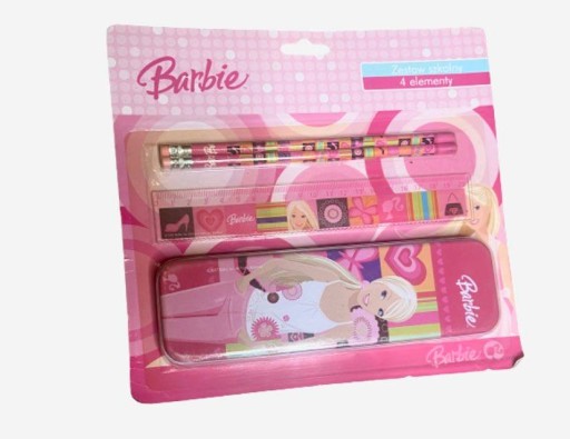 BARBIE ŠKOLSKÝ SET 4 POMÔCKY KRABIČKA A ceruzky