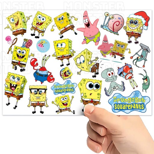 UMÝVAJÚCE DOČASNÉ TETOVANIE PRE DETSKÉ DETSKÉ SPONGEBOB ORIGINÁLNE VZORY