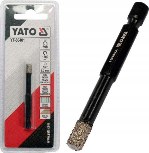 DIAMANTOVÝ VRTÁK YATO VŔTAČKA NA keramiku KERAMICKÝ ŠESTIHRANNÝ 6mm