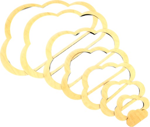 Macrame ring drevený oblak 7 ks.