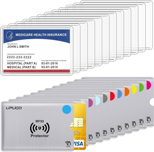 12X PUZDRO NA BLÍZKOVÚ KARTU RFID PROTI KRÁDEŽI + 12X OCHRANNÉ PUZDRO