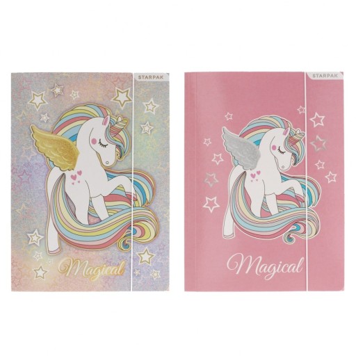 Školské leporelo A4 s gumičkou pre deti PAPIEROVÉ skladačky UNICORN STARPAK