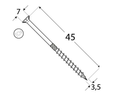 TESÁRSKE SKRUTY DO DREVA CS 3,5X45 TORX PROTIHLAVICE DOMAX 200KS