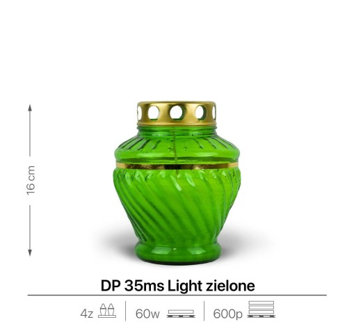 Sviečka sypaná 16 cm Zelená DP35ms