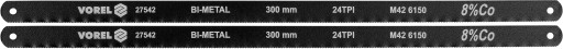 VOREL PÍLOVÉ KARTY BIMETALOVÉ M42 + CrV 6150 + Co 8% NA KOV 300mm 2 KS