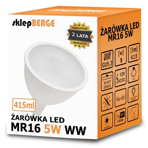 LED žiarovka MR16 5W 12V zahr