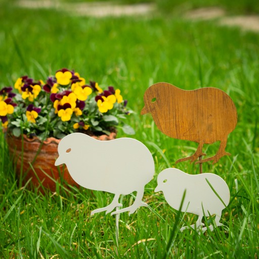 Chicks Veľkonočná dekorácia Záhradná dekorácia A-board Corten Effect 2 ks