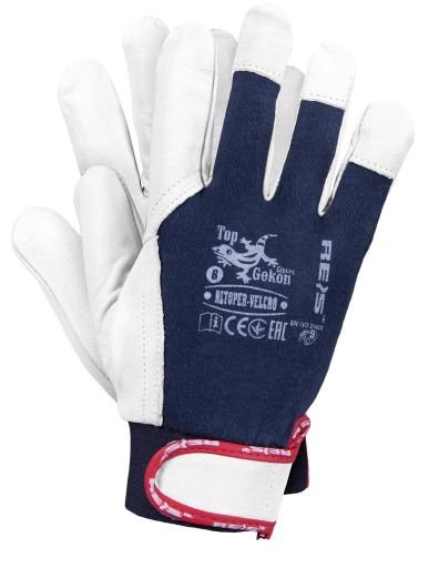 Rukavice z kozej kože so zapínaním na suchý zips R. 7