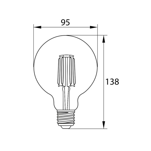 LED žiarovka E27 DECORATIVE FILAMENT RETRO G95 11W 2K