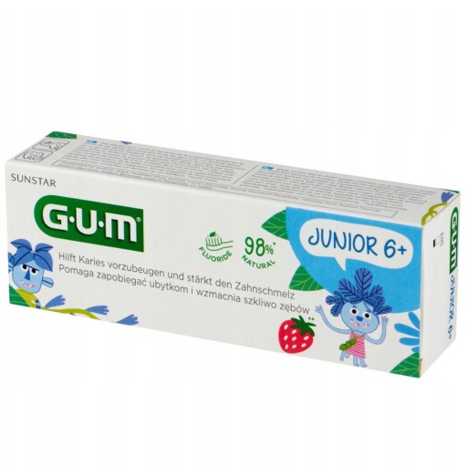 SUNSTAR GUM JUNIOR 6+ STRAWBERRY ZUBNÁ PASTA PRE DETI 50 ml