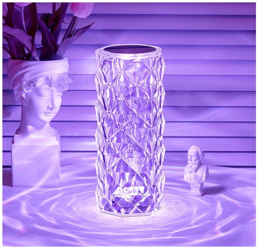LED KRYŠTÁLOVÁ NOČNÁ STOLNÁ LAMPA S DIAĽKOVÝM OVLÁDANÍM RGB DEKORATÍVNA STOLNÁ LAMPA USB