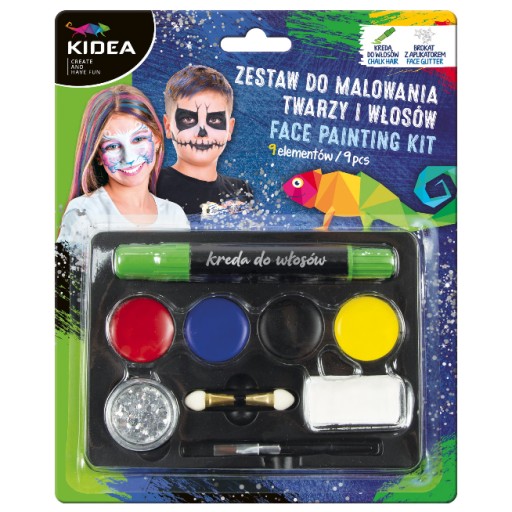 Sada na maľovanie na tvár a vlasy 9 kusov. KIDEA