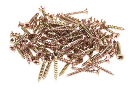SKRUTKA DO DREVA 3,5 x 25 mm ZLATÁ POZINKOVANÁ ŽLTÁ 100 KS + KUŽELOVÝ BIT PZ2