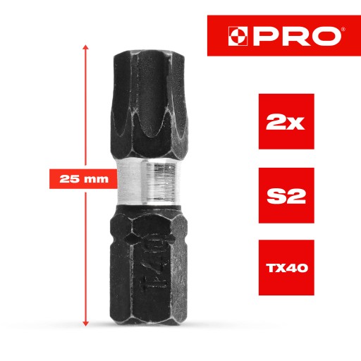 Nárazový bit Nárazové bity TX40 25mm | Nárazový bit pre skrutkovač 2 ks.
