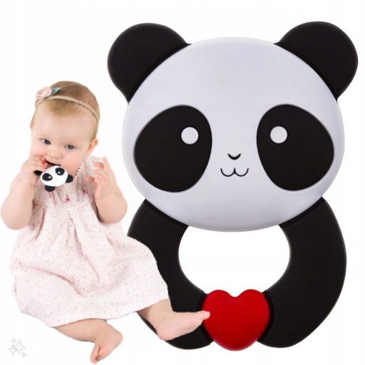 Upokojujúce hryzátko Akuku na hryzenie, SILIKÓNOVÉ Panda Sensory