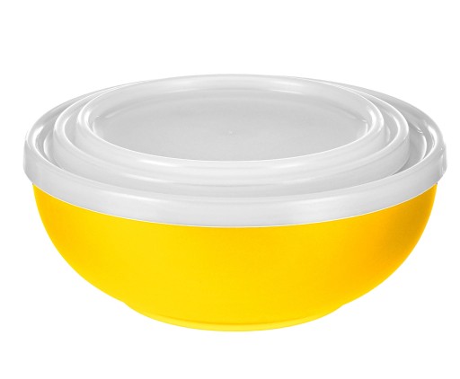 SADA 3 MISEK NA ŠALÁT S VRTOM PLASTOVÝM 16,5/14/12 CM ŽLTÉ