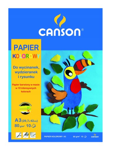Blok COLOR papiera, formát A3, na výtvarné práce, 10 listov, 80g/m2