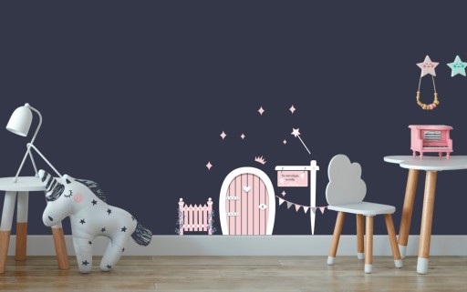 Nálepky na stenu Fairy DOOR, miniatúrne ružové