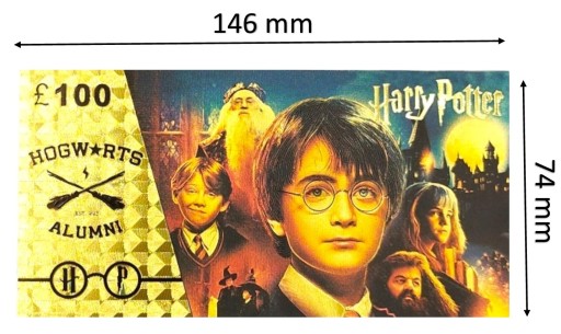 Harry Potter 100 librová krásna pozlátená bankovka