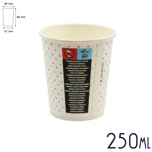Papierové šálky na kávu 250 ml - PASTELOVÉ šálky na čaj 100 ks