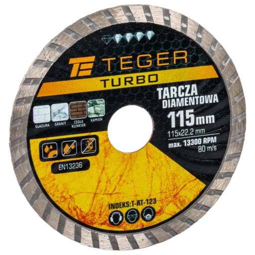 Diamantový kotúč 115x22,23mm na rezanie dlaždíc, keramiky, kameniny Teger