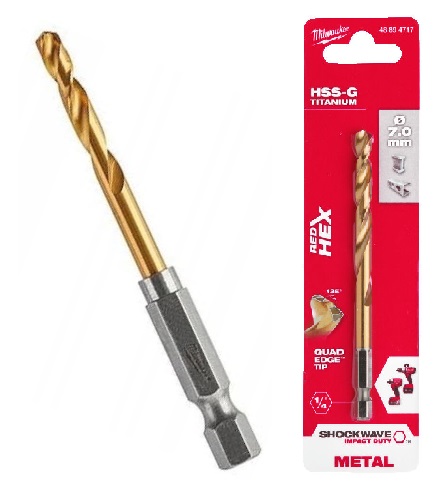 MILWAUKEE SHOCKWAVE HEX RED HSS-G CÍN 7mm VRTÁKY
