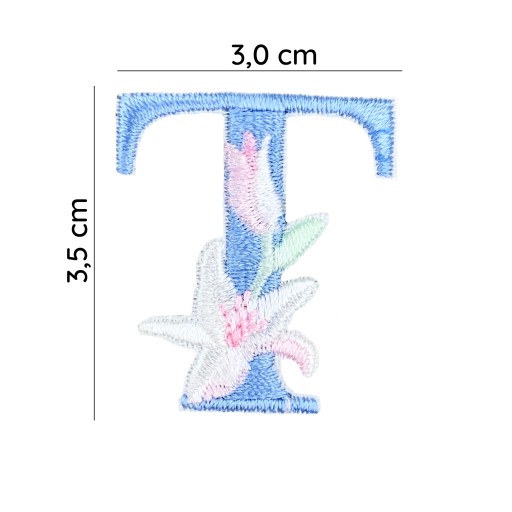 Opätovne použiteľné VYšívané kvety STICKER Letter T DIY