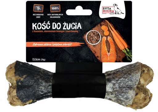 SITUOVANÝ MICHA ŽUVACÍ KOST PRE KRÁSNU POKOŽKU A SRSŤ 13,5CM S ZUBMI Z LOSOSA