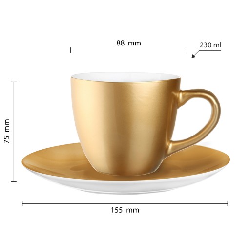 Bruno zlatá šálka 230ml s podšálkou