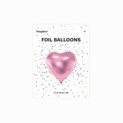 Fóliový balón SRDCE, svetloružový, 45 cm, na HEL, k ročným narodeninám