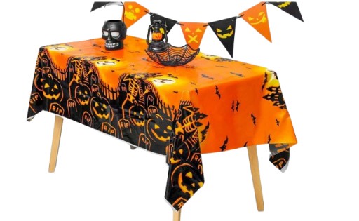 Obrus 137x180cm na halloweensku vodeodolnú tekvicovú dekoráciu na stôl