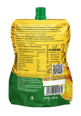 Ananásový špenát chrumkavý s kúskami ananásu 180g