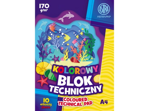 Farebný školský technický blok A4 170g ASTRAPAP 10 listov