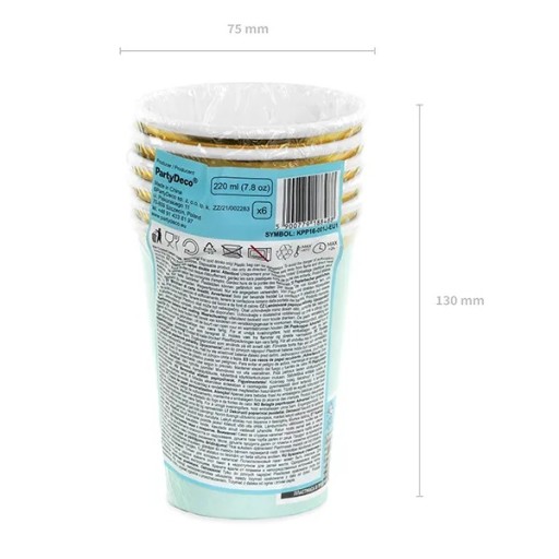 NARODENINOVÉ POHÁRKY, MODRÉ, 220 ml, 6 kusov