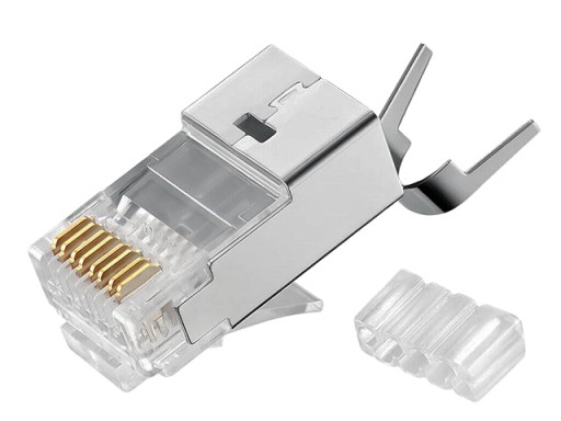 RJ45/8P8C STP zástrčka tienená kat.6A krútená dvojlinka AWG23-26 chvostová spona SOLARIX