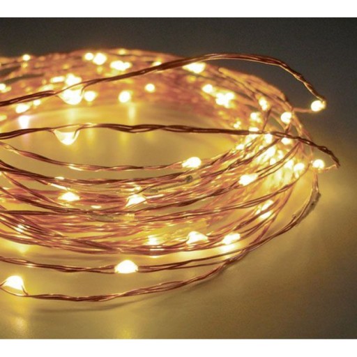 100 LED DRÔTOVÝCH SVIETIDIEL, NA BATÉRIU, TEPLÉ BIELE