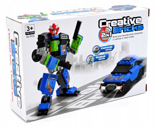 ROBOT AUTO 2V1 STAVEBNÉ BLOKY RÔZNE FARBY