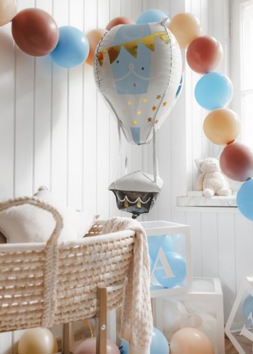 FÓLIOVÝ BALÓN, LIETAJÚCI 4D BALÓN S KOŠÍKOM, DEKORÁCIA, HÉLIOVÁ OZDOBA 86 CM