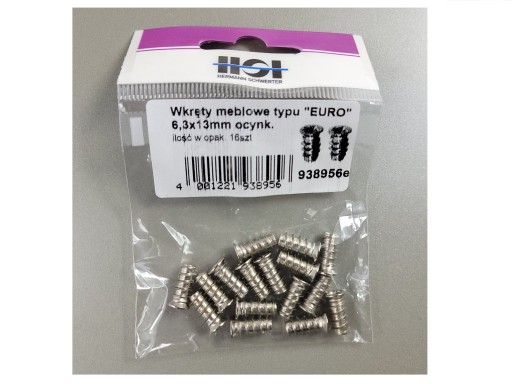 Skrutky na závesy Typ Euro OC 6,3x13 mm 16 ks HSI