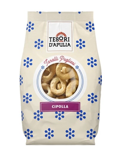 Talianske cibuľové praclíky Taralli Tarallini Cipolla TESORI Apulia 400g
