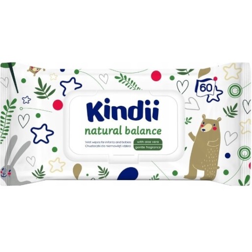 Vlhčené obrúsky Kindii Natural Balance 60 ks