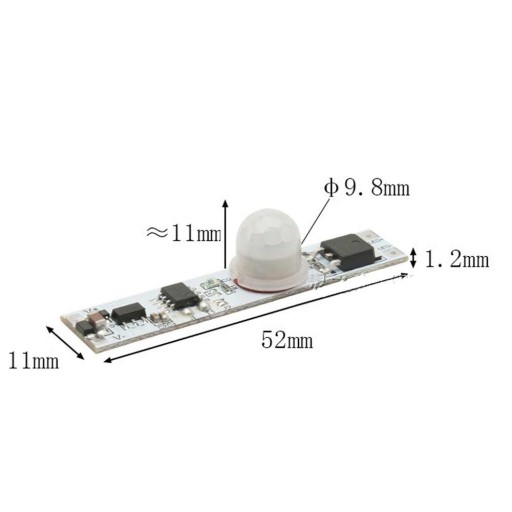 PIR spínač s pohybovým senzorom pre LED pásiky pre profil 3,7V-24V 8A 100W