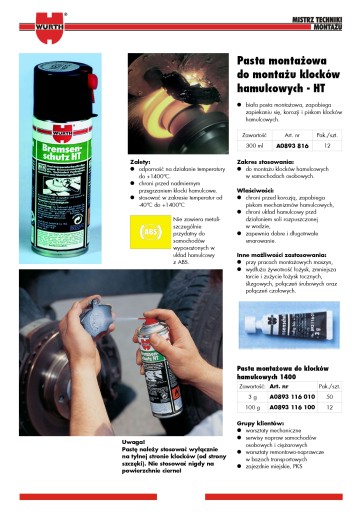 Ochranná mazacia pasta na brzdy 3g WURTH