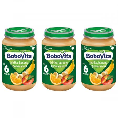 Bobovita Jablká, banány a pomaranče 6m+ 3x190g