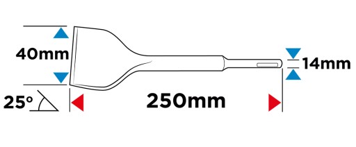SDS PLUS DLÁTOK 40 X 250 MM 25 ST. GRAFIT 57H554