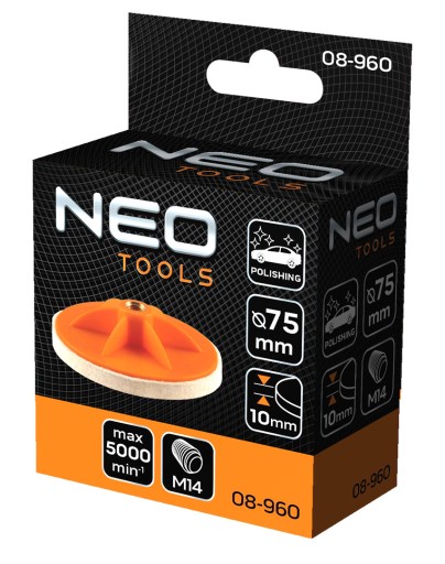 NEO PRIEMER KOTÚČA LEŠTIČA PLSTENÉHO 75x10mm M14 KOTÚČOVÁ HUBKA 08-960