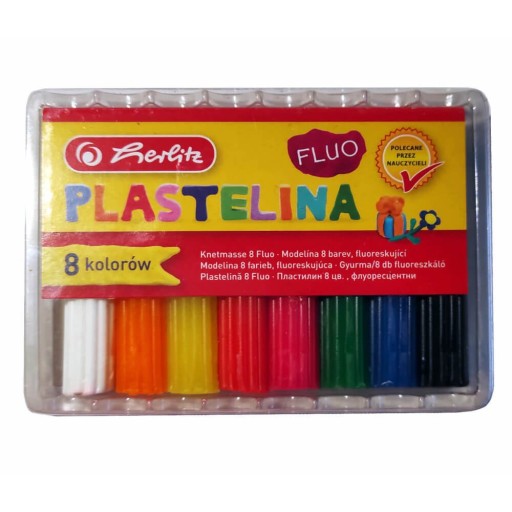 Fluorescenčná plastelína 8col x6,5cm 65g HERLITZ